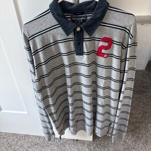Abercrombie & Fitch Vintage Muscle Long Sleeve Navy Polo